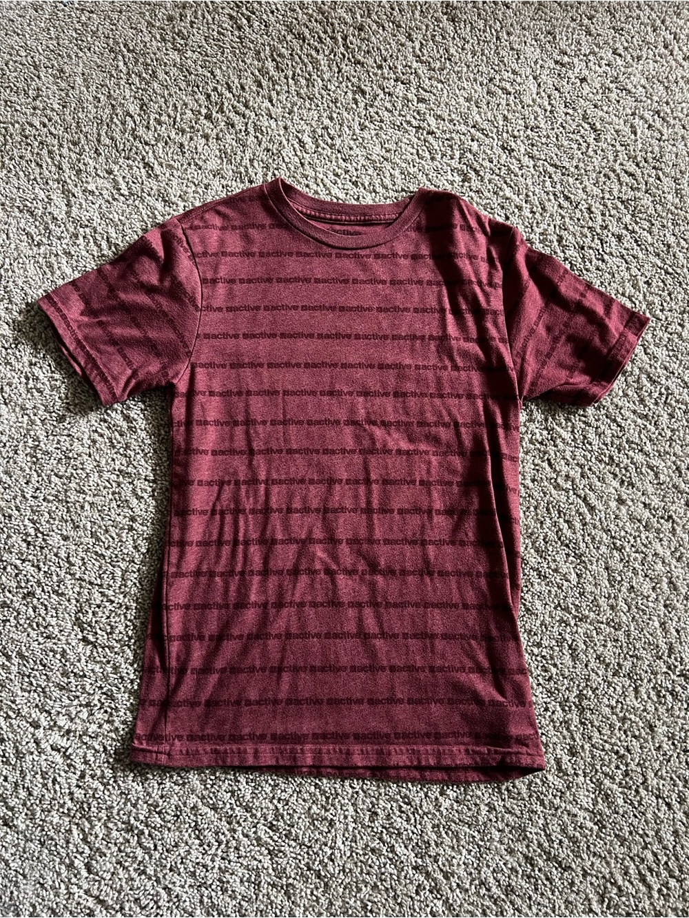 Active USA Maroon Short-Sleeve Tee with Subtle Stripes
